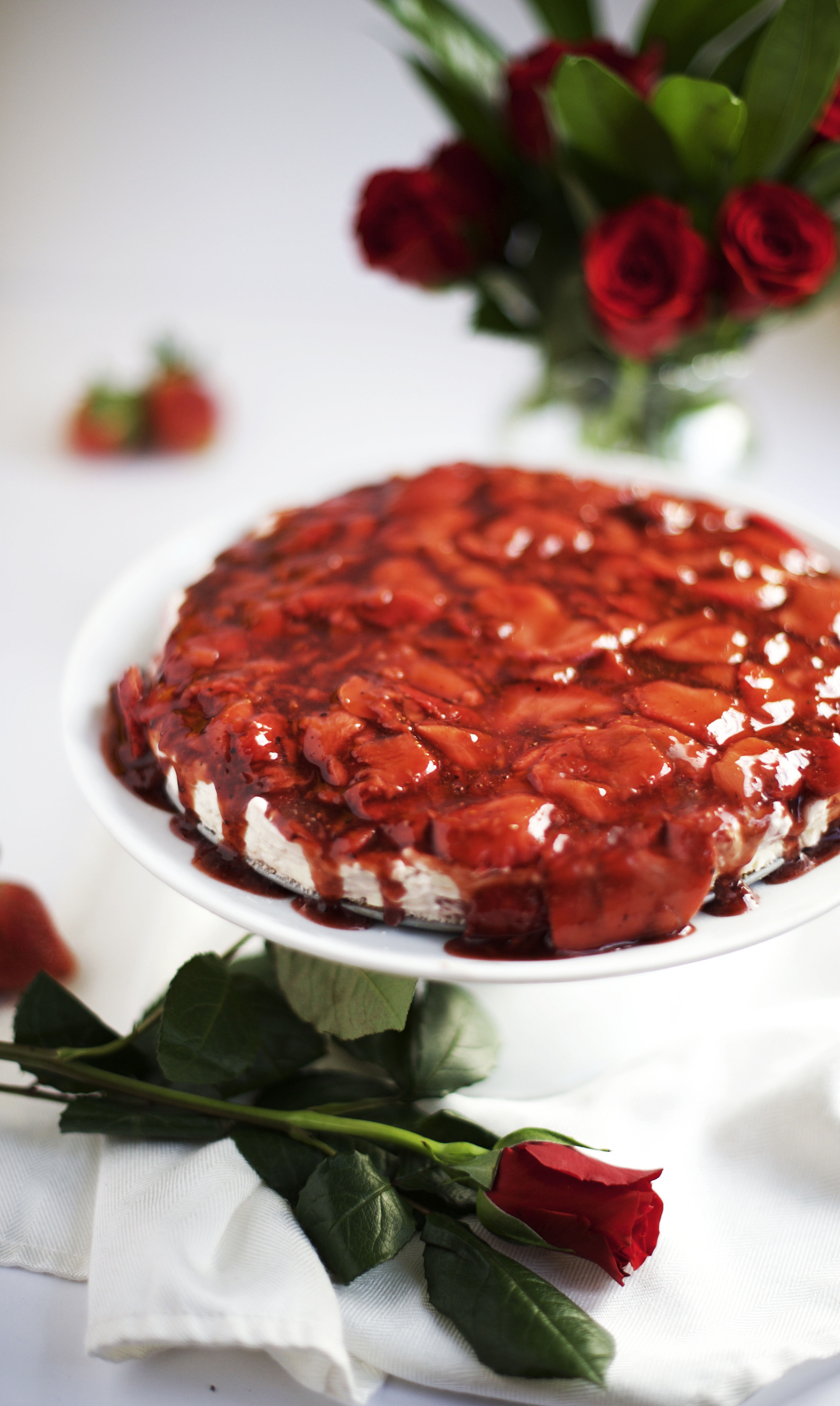 Photo of Peppered Strawberry Cheesecake on a plate.