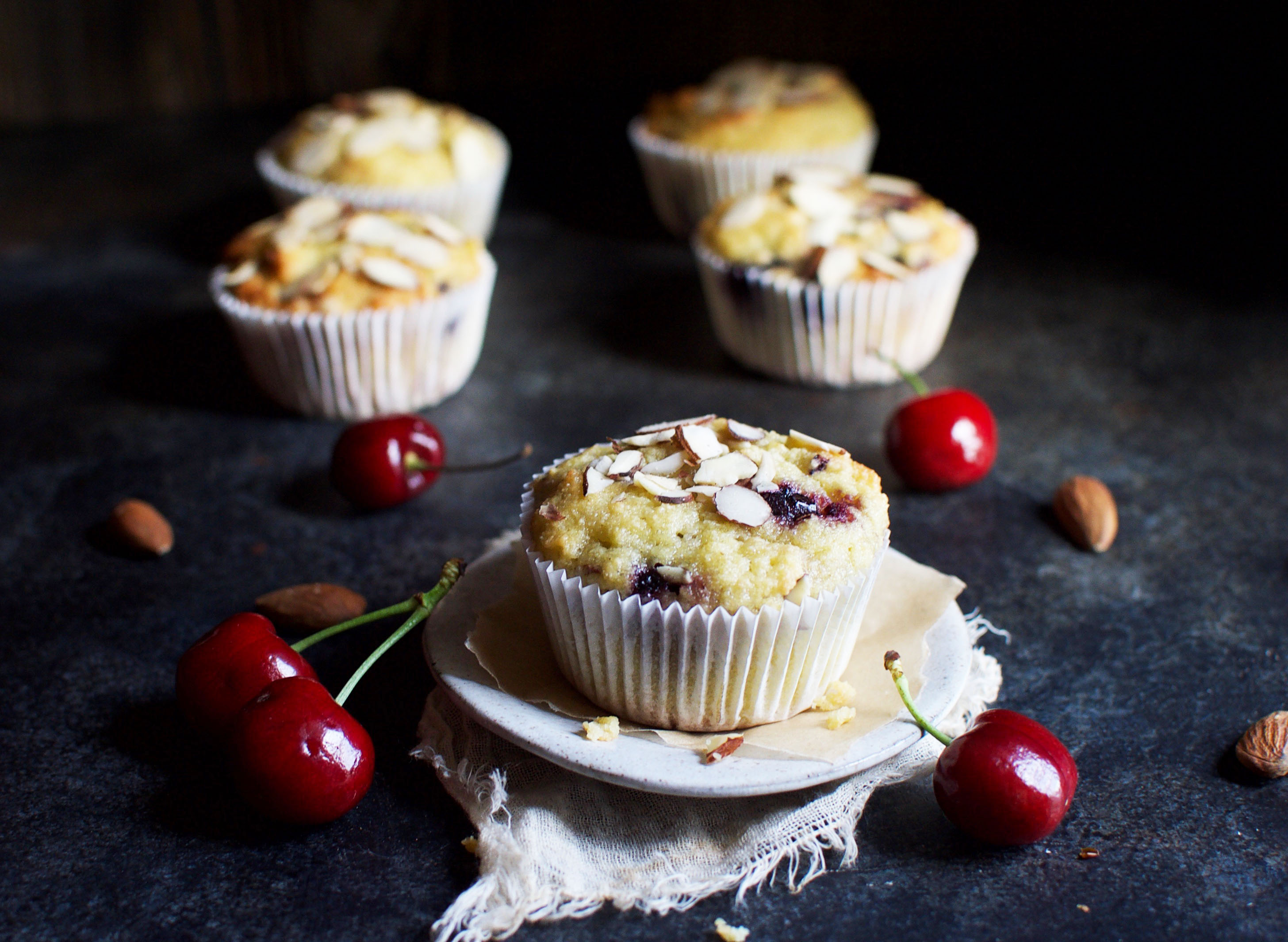 Low-Carb Almond Cherry Muffins