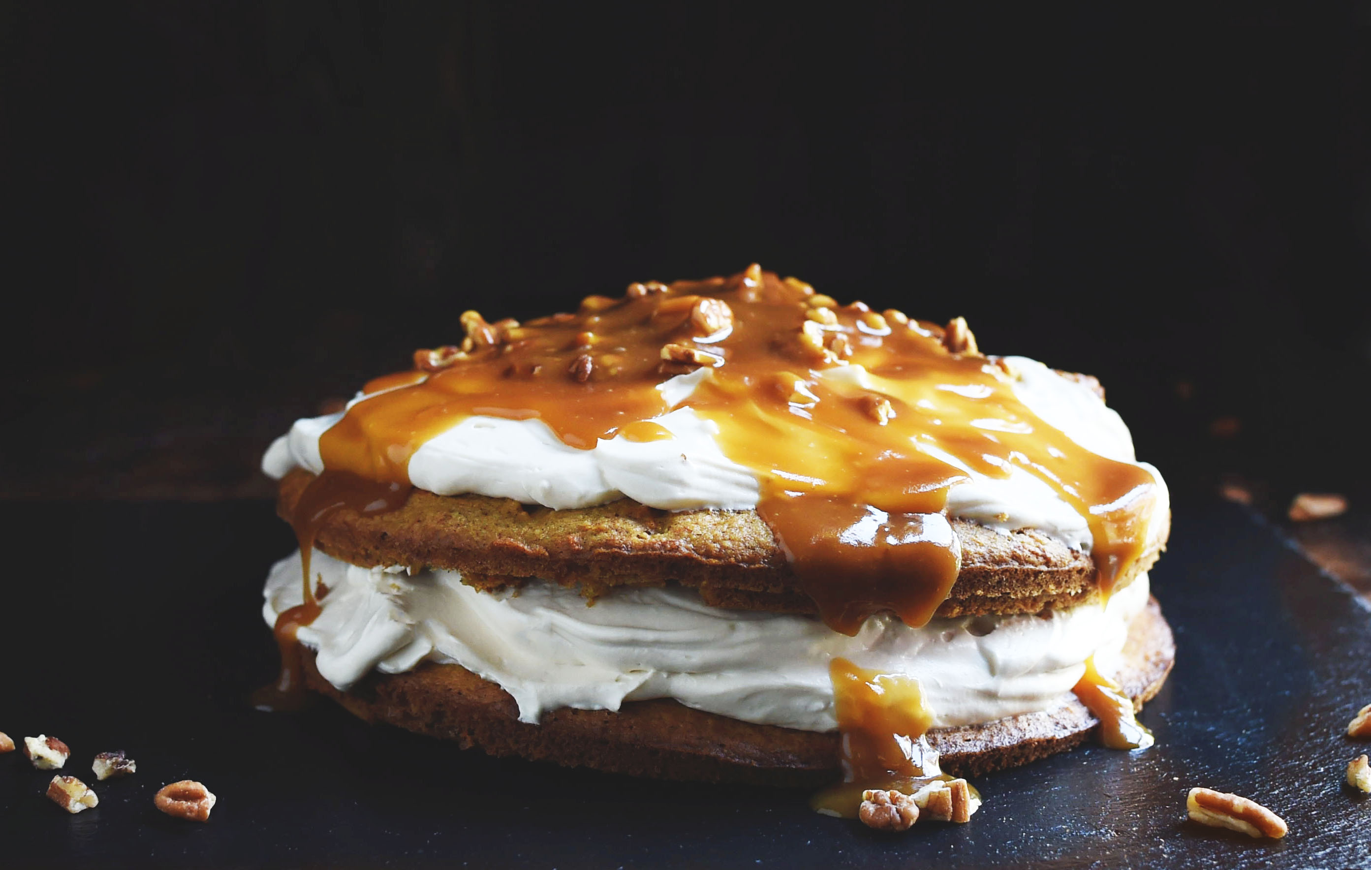 Low-Carb Carrot Cake with Maple Pecan Cheesecake Filling