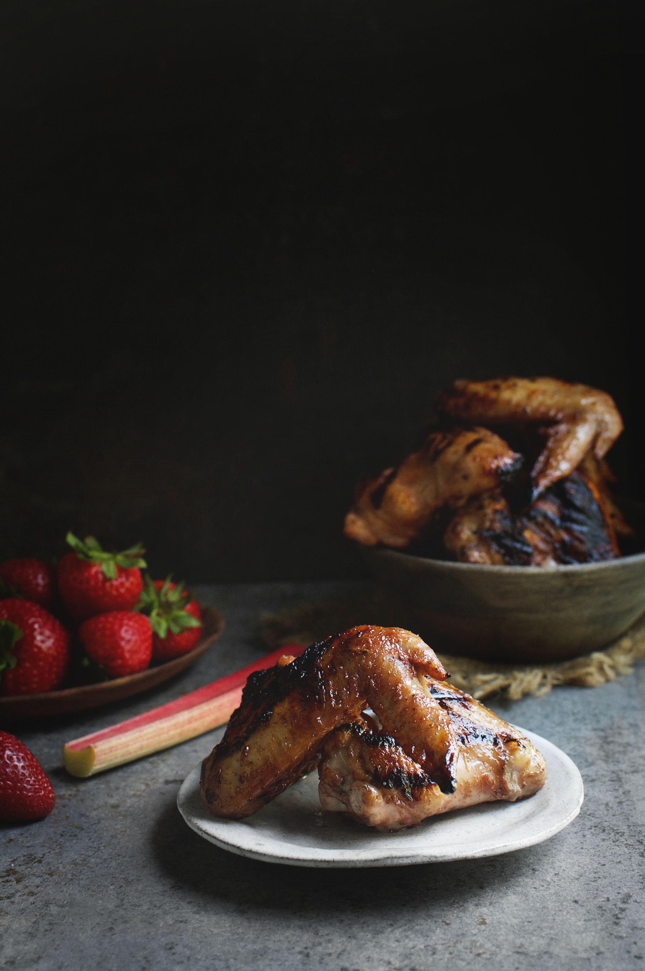 Strawberry Rhubarb Barbecued Chicken Wings