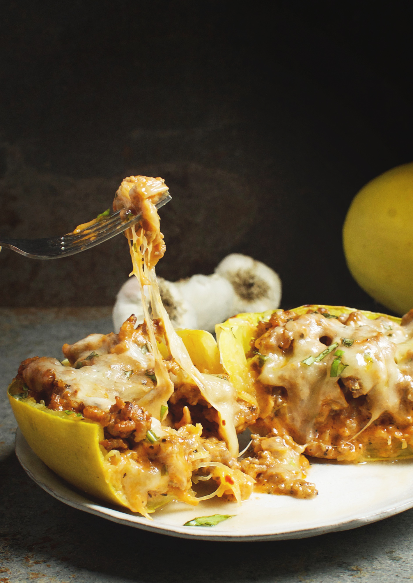 This recipe for Sausage Stuffed Spaghetti Squash takes low-carb eating to a new level! This delicious recipe works for low-carb, ketogenic, gluten-free, grain-free, diabetic, or Banting diets.