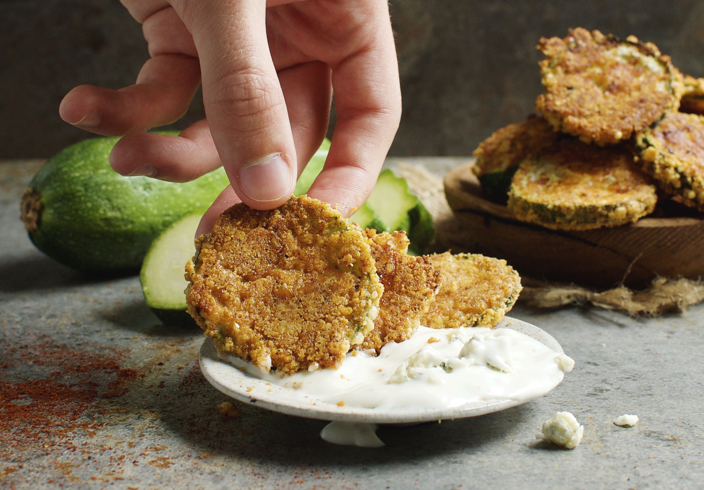 Low-Carb Buffalo Baked Zucchini Chips
