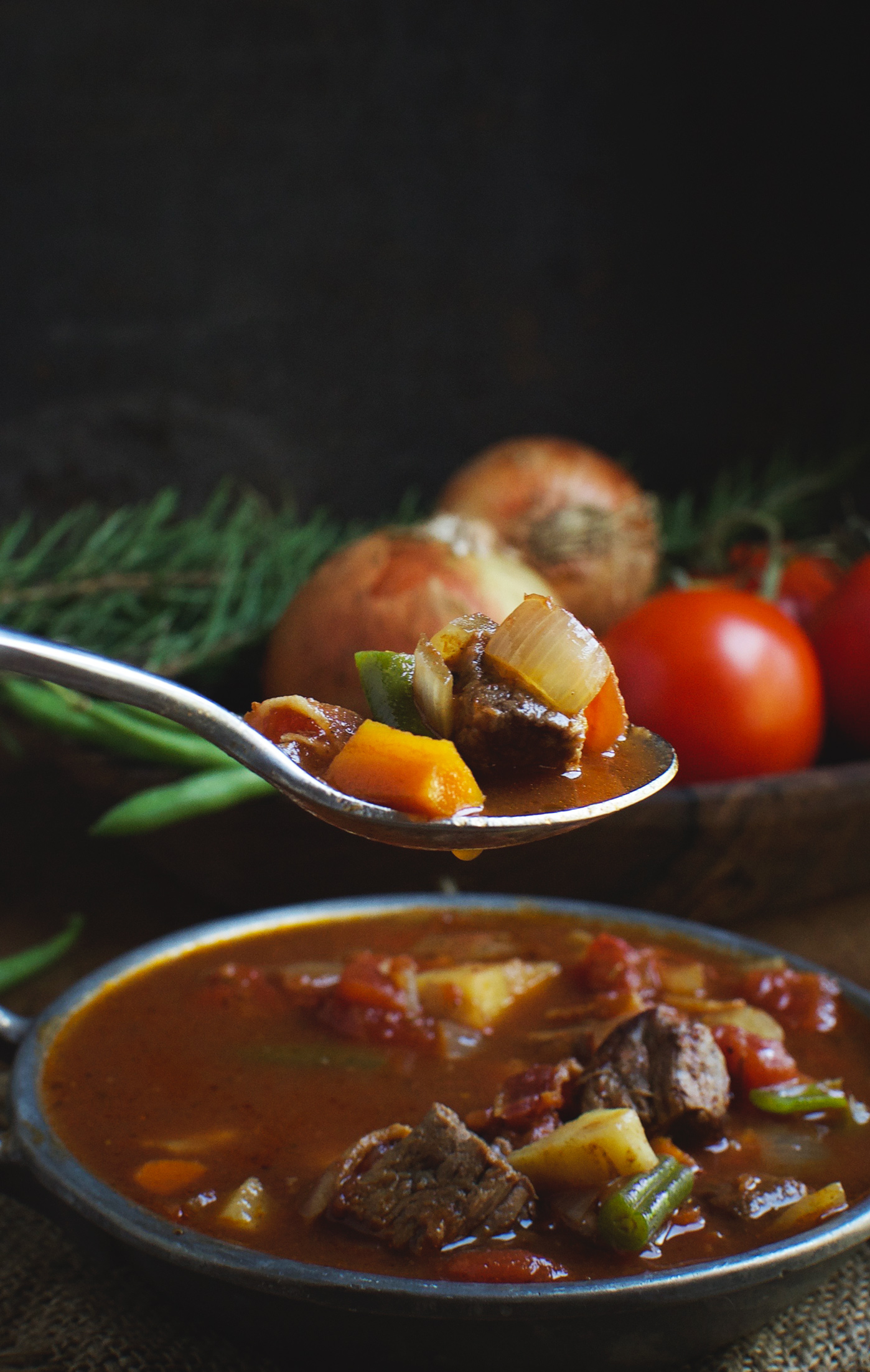 Bowl of low-carb vegetable beef soup