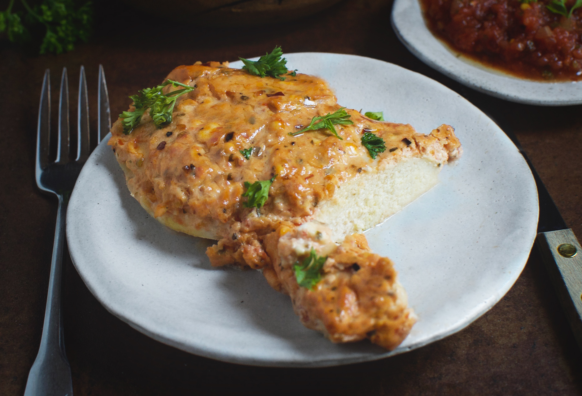 This Super Easy Spicy Baked Chicken recipe makes a delicious main course! This chicken dish has a creamy, but spicy sauce that can be enjoyed by people on low-carb, ketogenic, lc/hf, Atkins, diabetic, gluten-free, grain free, and Banting diets. 