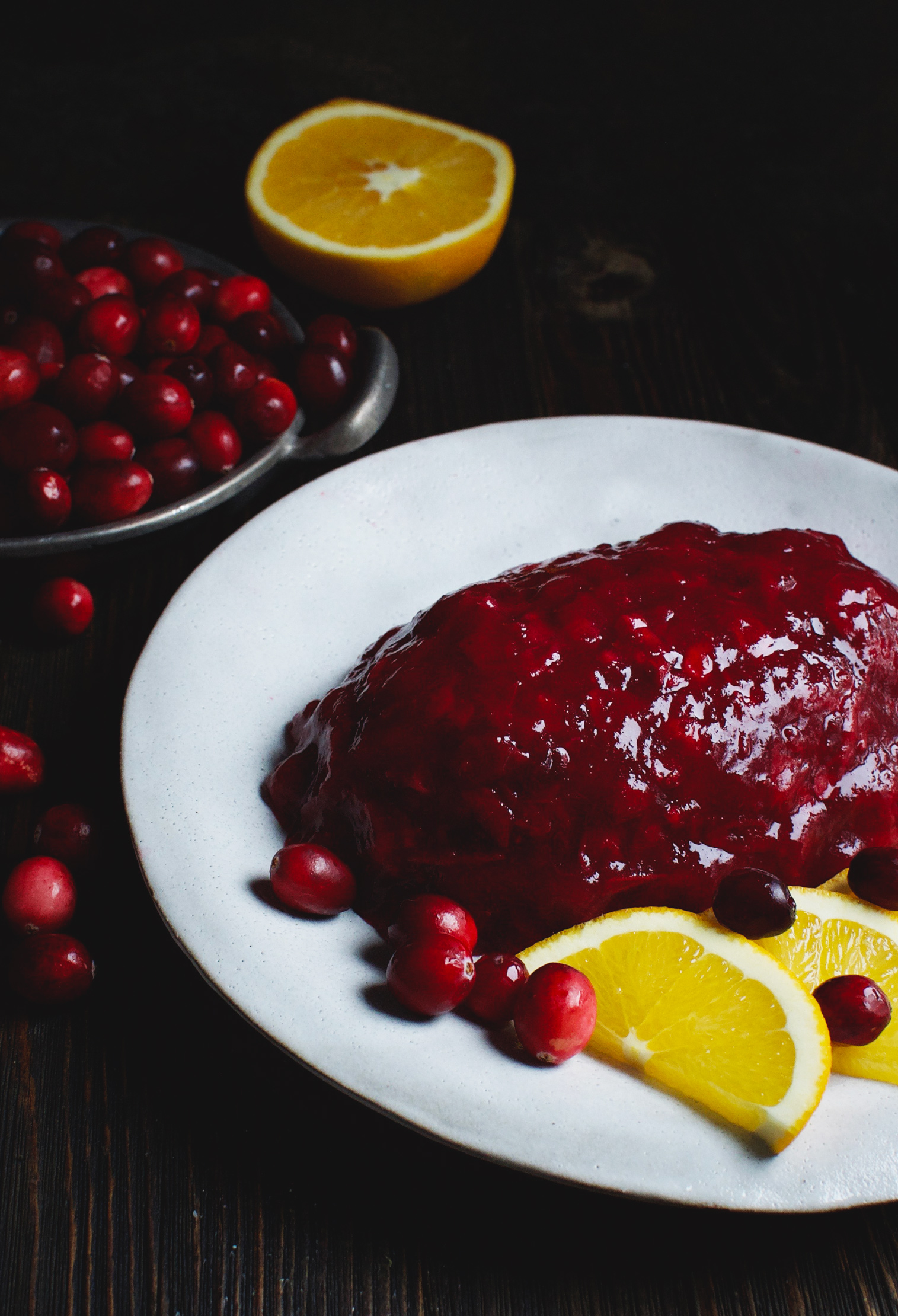 Low-Carb Spiced Cranberry Sauce on a serving platter.