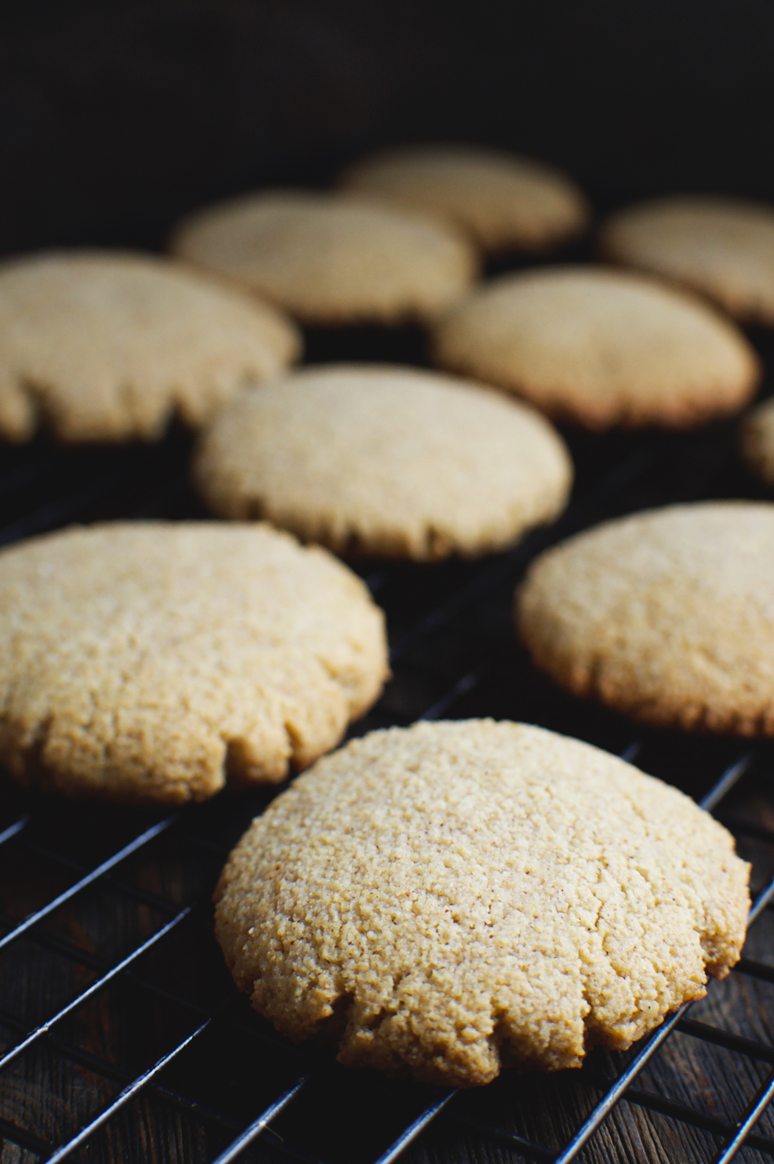 Low-Carb Molasses Gingerbread Cookies on a cooling rack