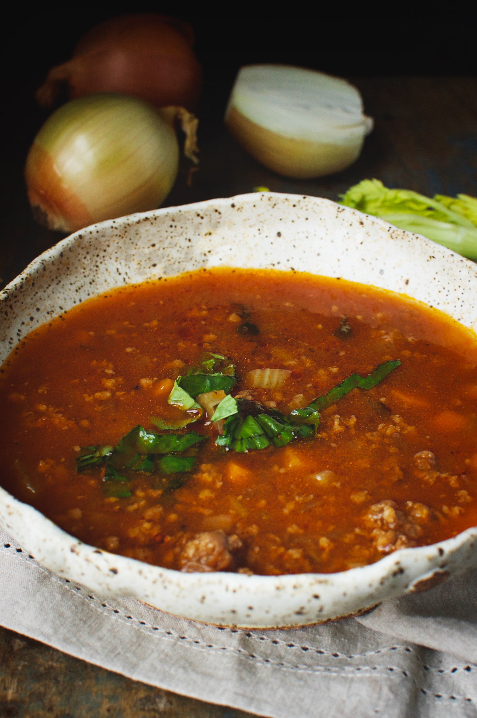 Low-Carb Italian Sausage Soup in a bowl.