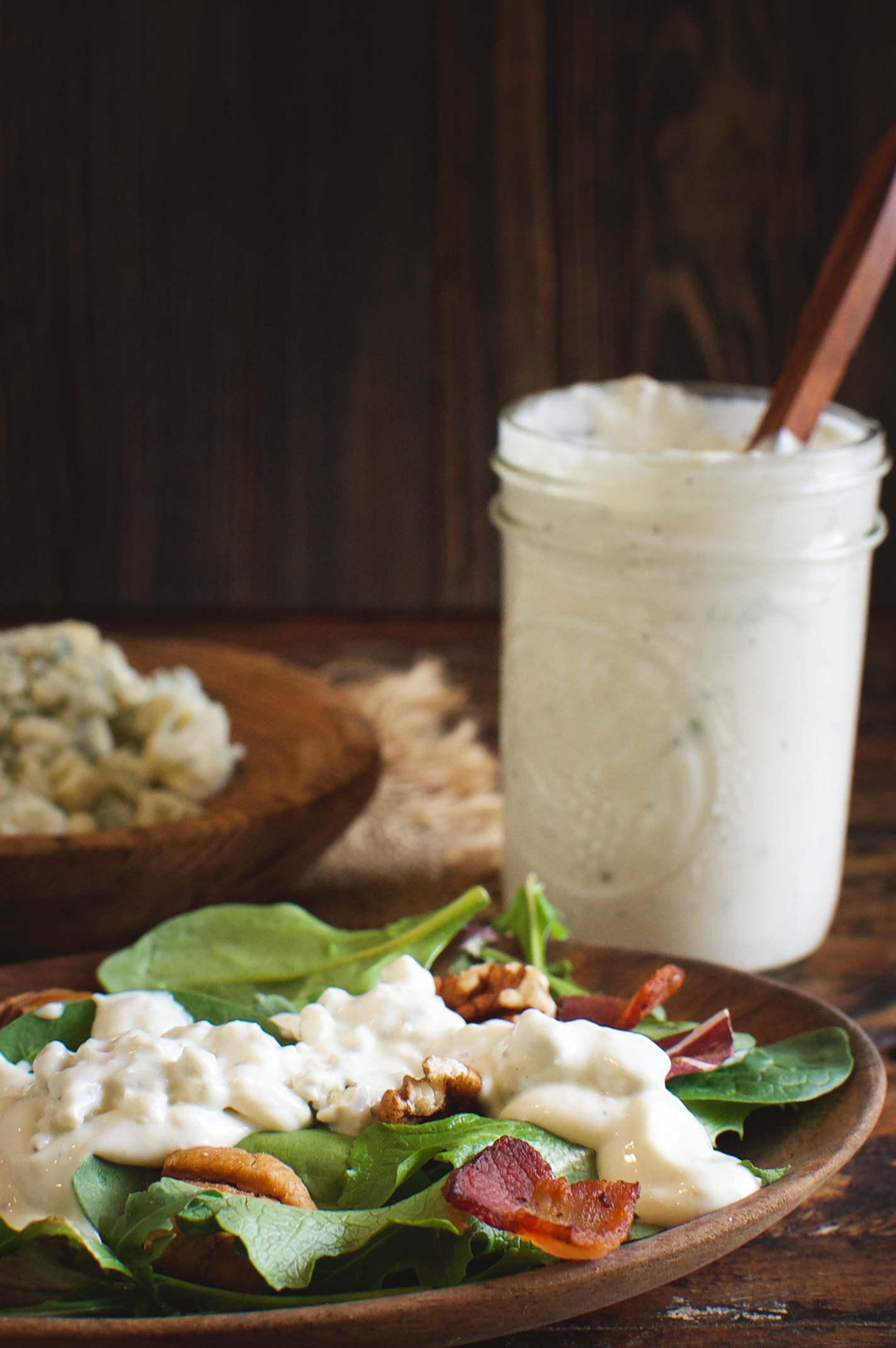  Low-Carb Blue Cheese Dressing (Dip) on a salad.