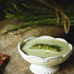 Low-Carb Cream of Roasted Asparagus Soup--Finished product.