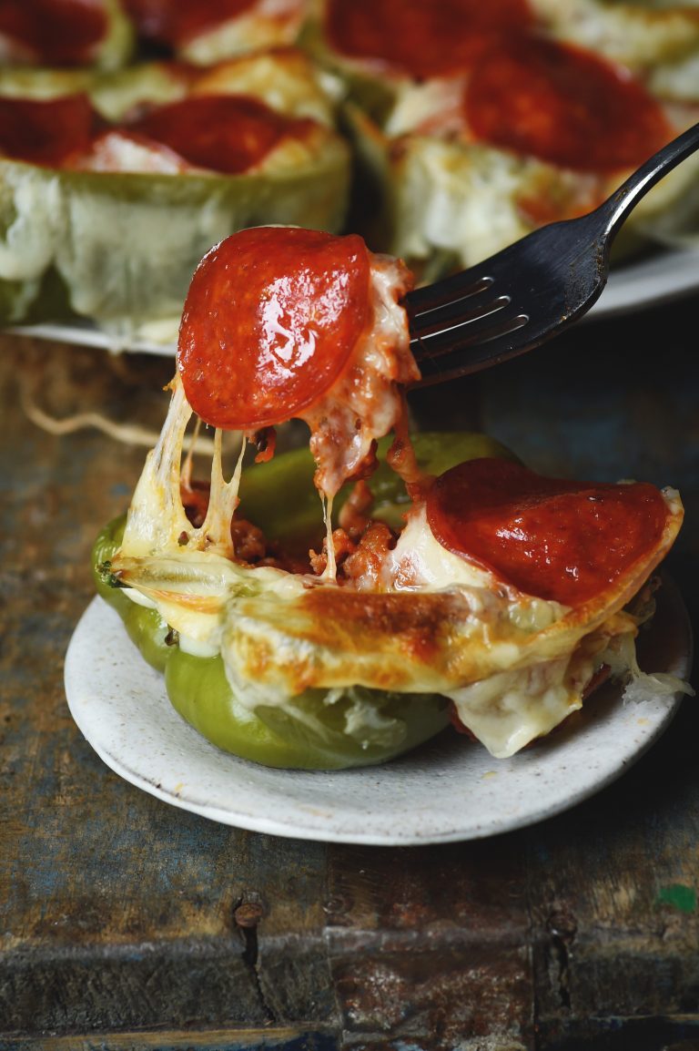 Low-Carb Easy Pizza Stuffed Peppers - Simply So Healthy