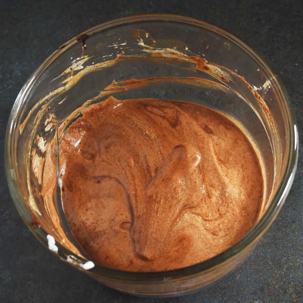 Low-Carb Chocolate Soufflé Recipe -Blending in the chocolate.
