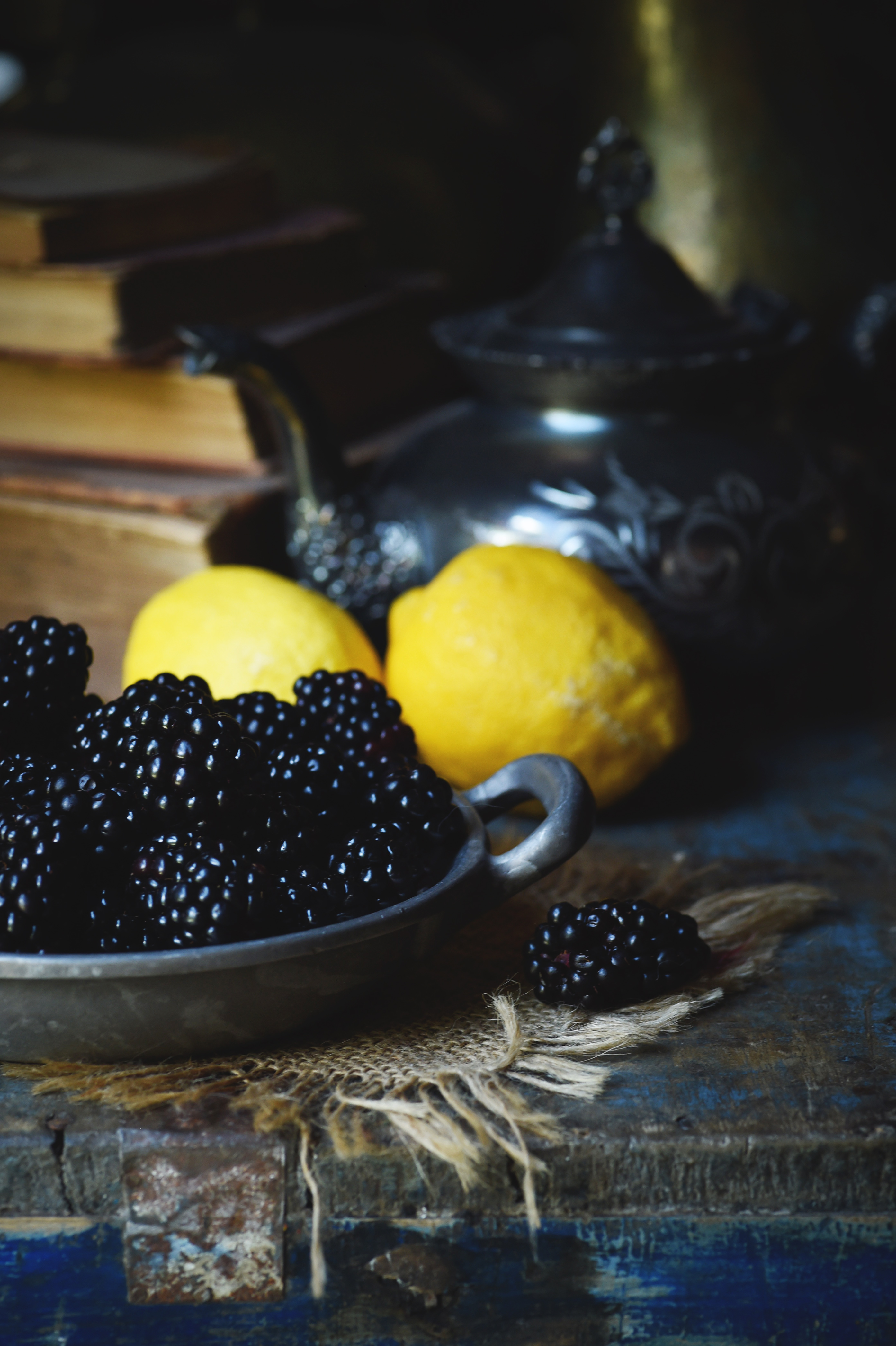 Blackberries and Lemon still-life photo