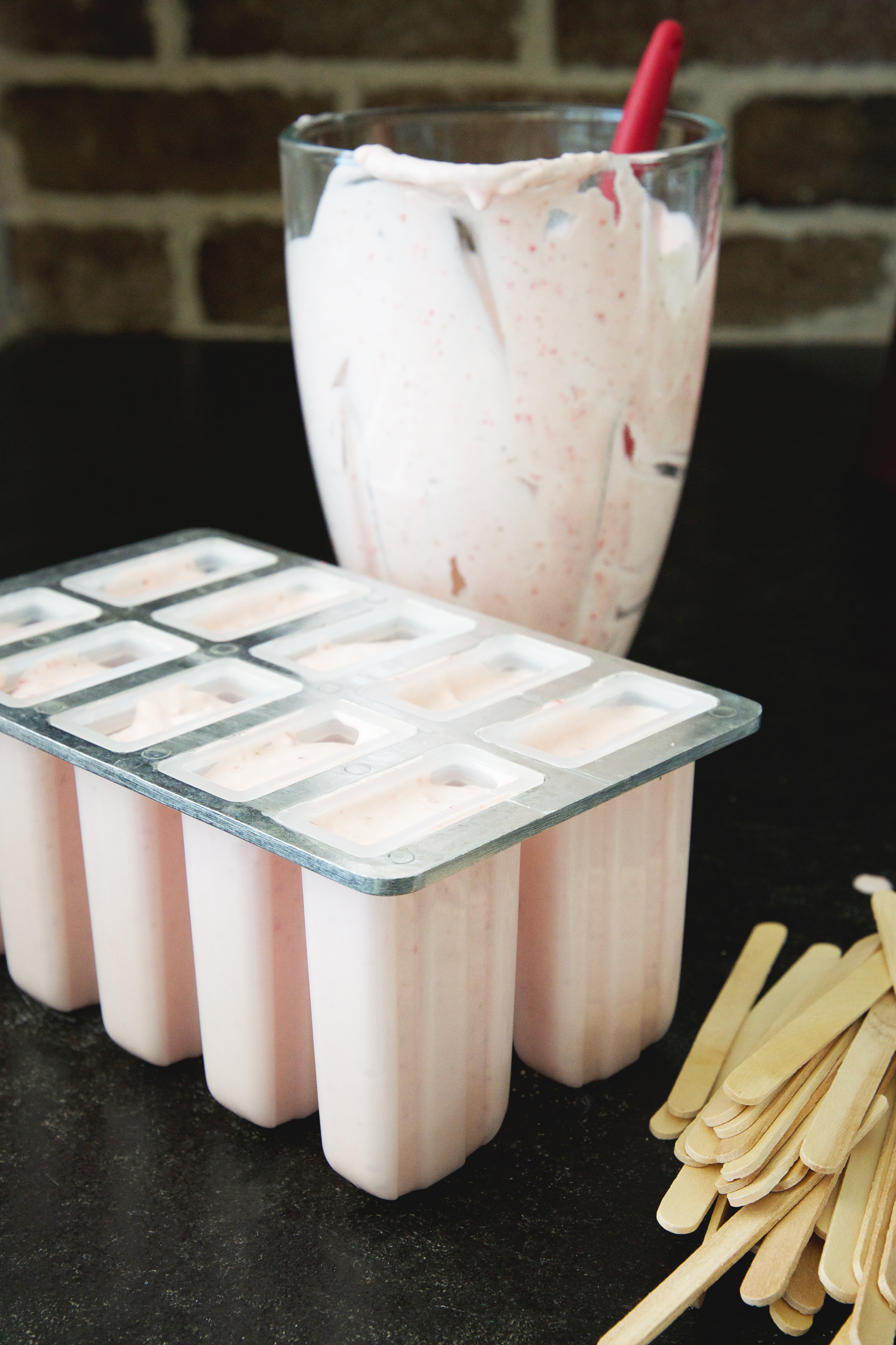 Low-Carb Strawberry Cream Popsicles-Ready for sticks!