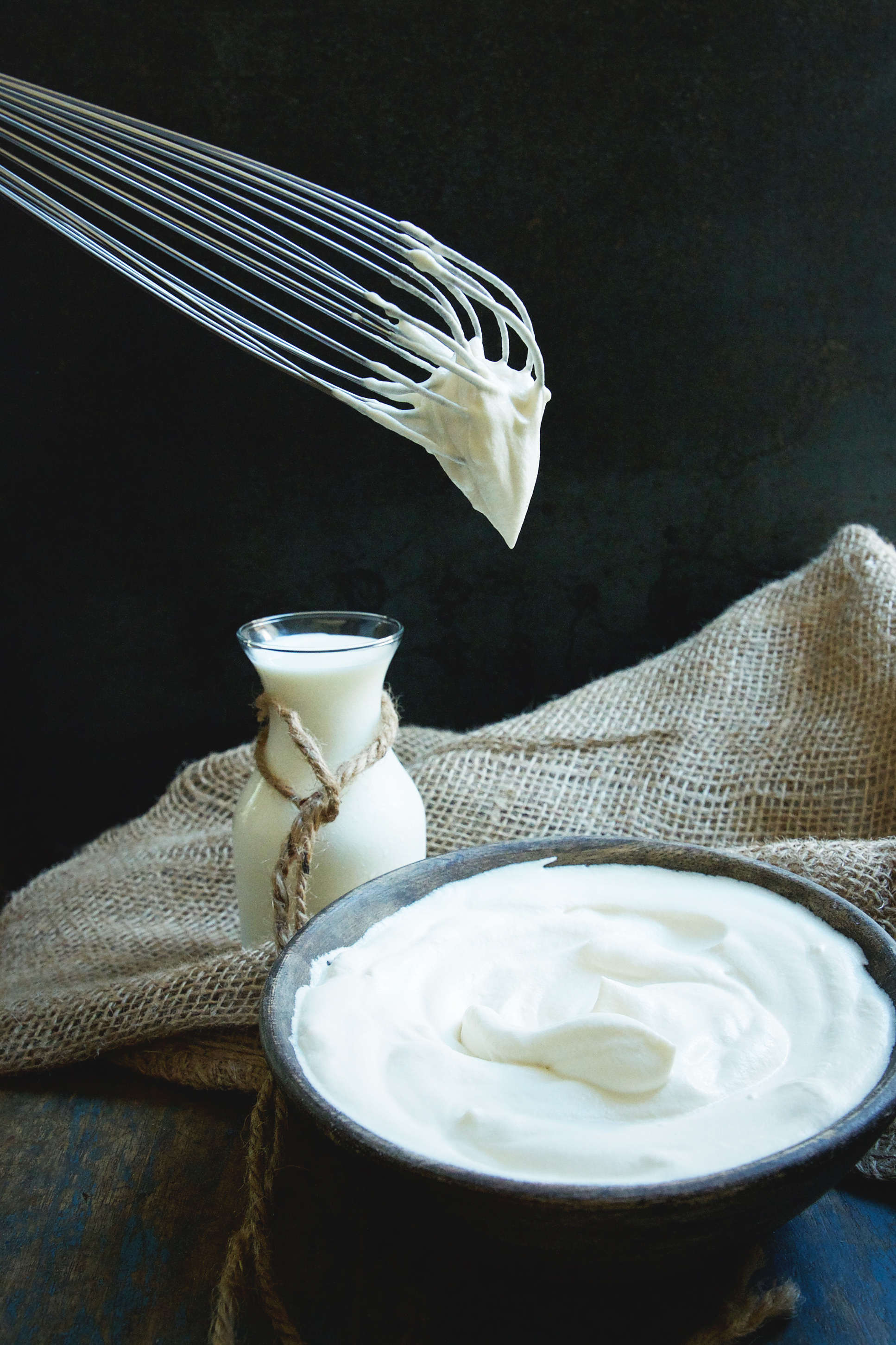 Low-Carb Maple Whipped Cream, shown on a whisk
