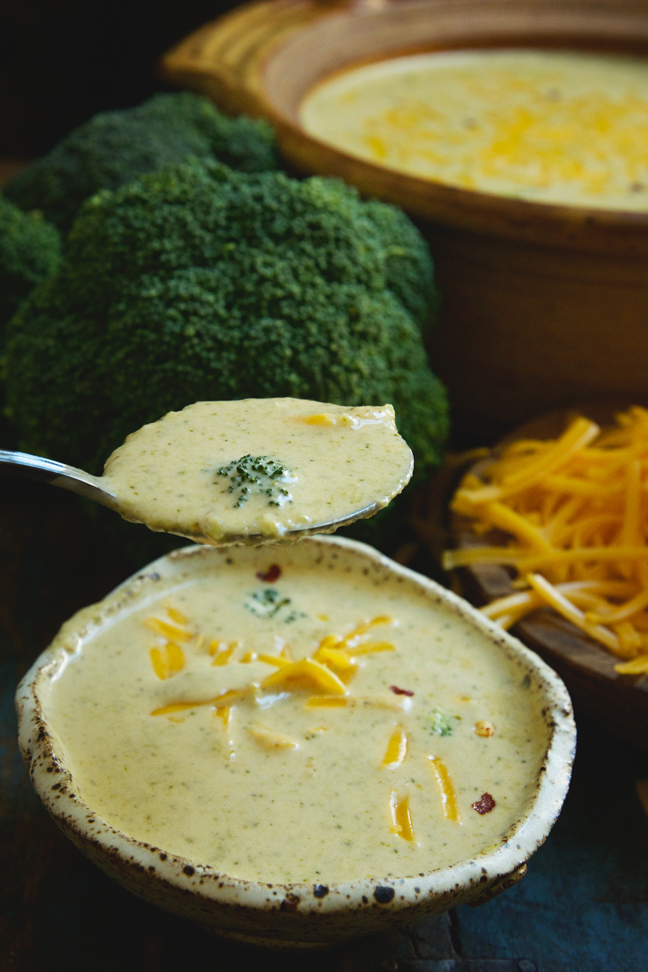 Low-Carb Broccoli Cheddar Soup Recipe-taking a spoonful