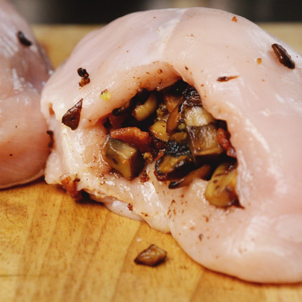Mushroom and Bacon Stuffed Chicken Breasts-filled with stuffing