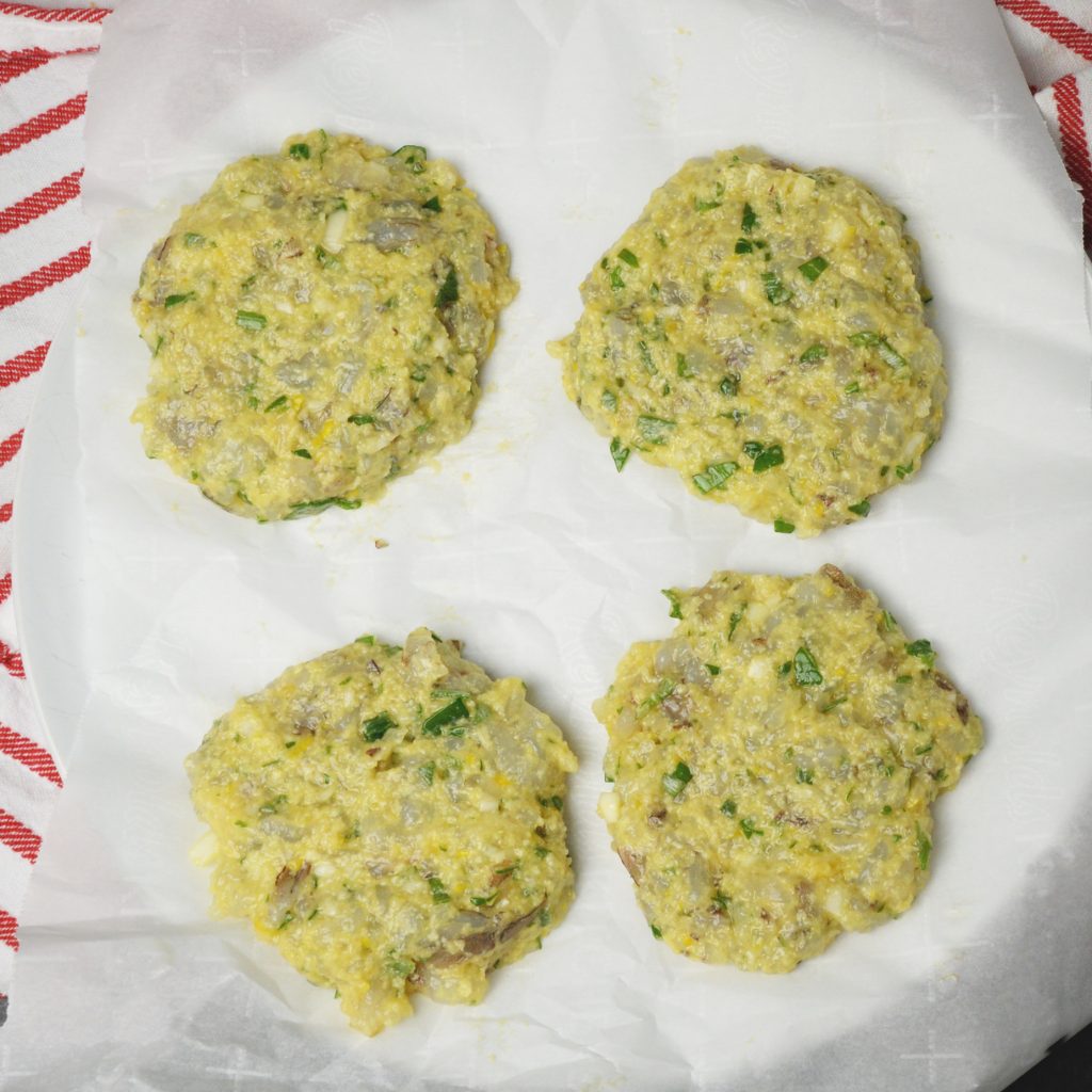 Shrimp Cakes Recipe-low-carb and keto-friendly-making the patties.