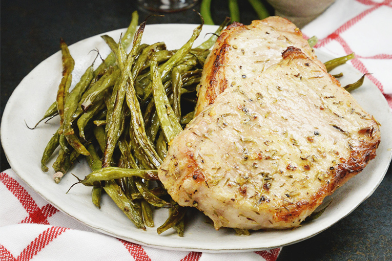 heet Pan Pork Chops with Green Beans-Featured image.