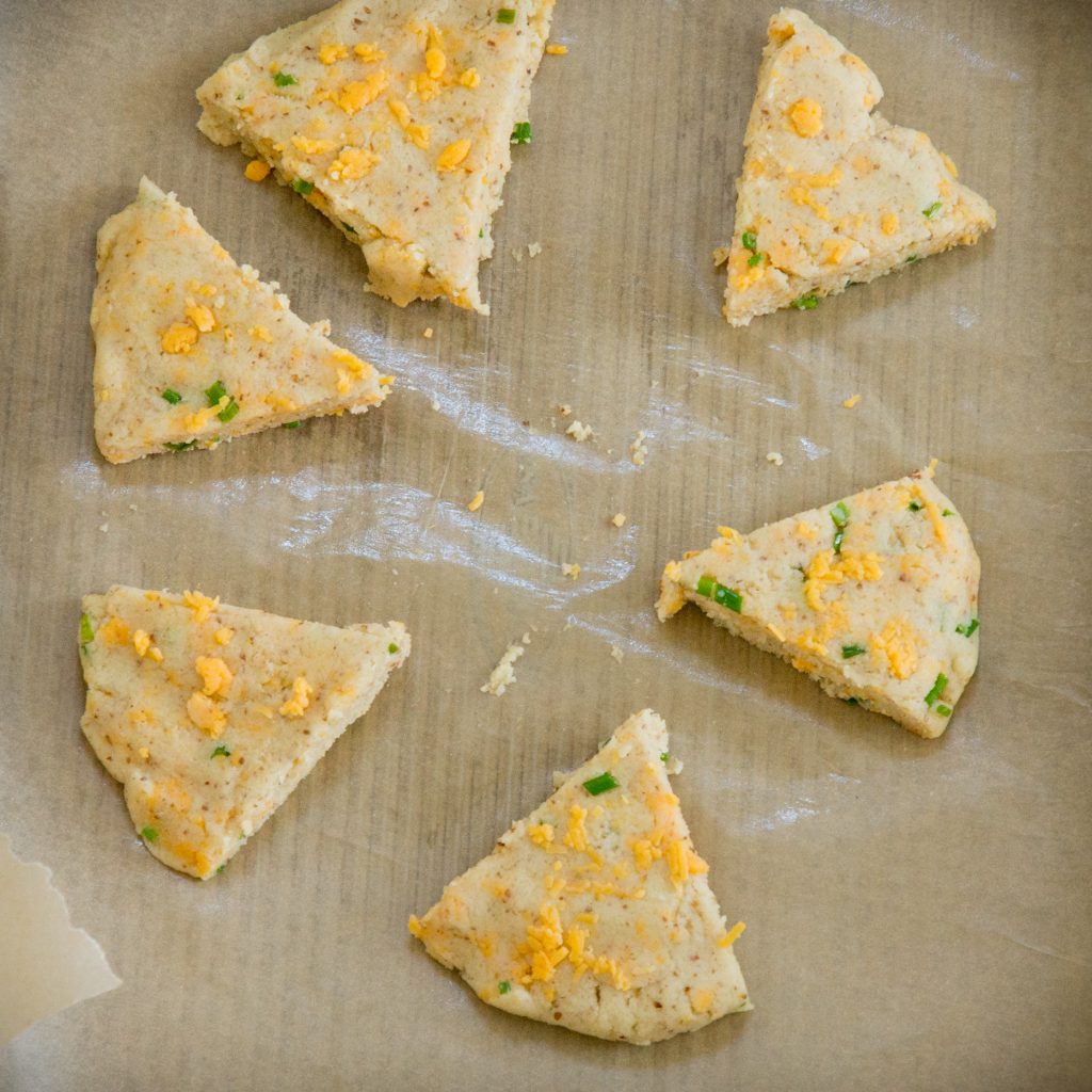 Low-Carb Cheddar Biscuits -spread apart.