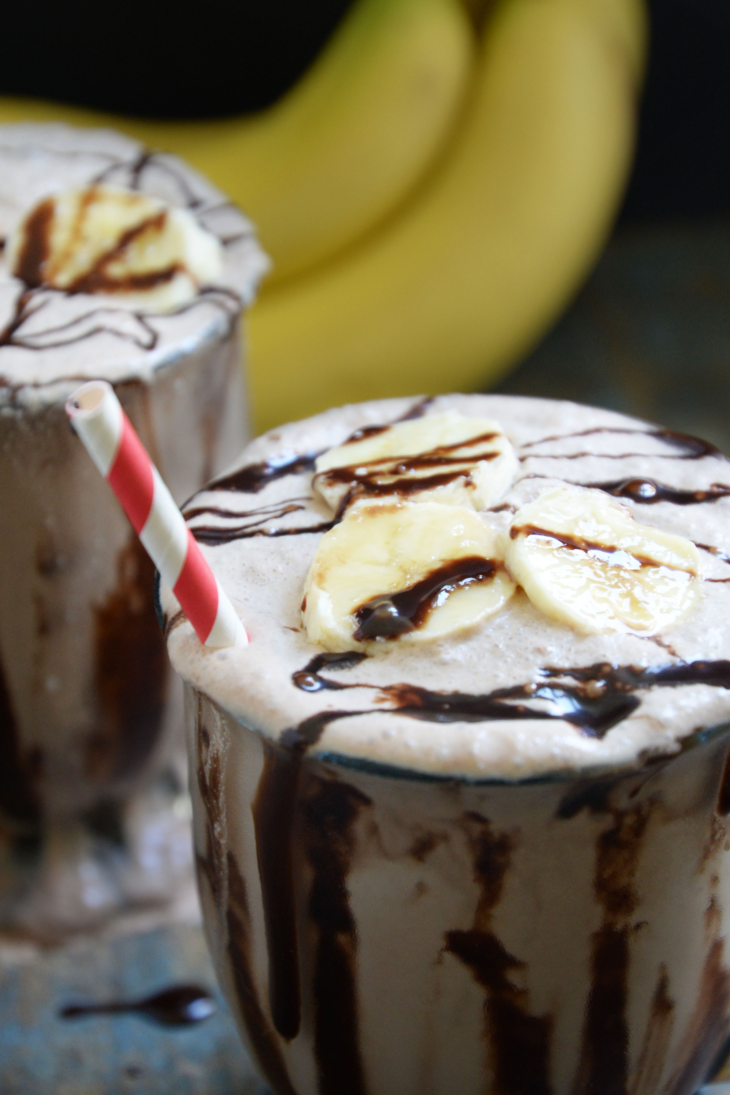 Low-Carb Banana Chocolate Milkshake -close-up