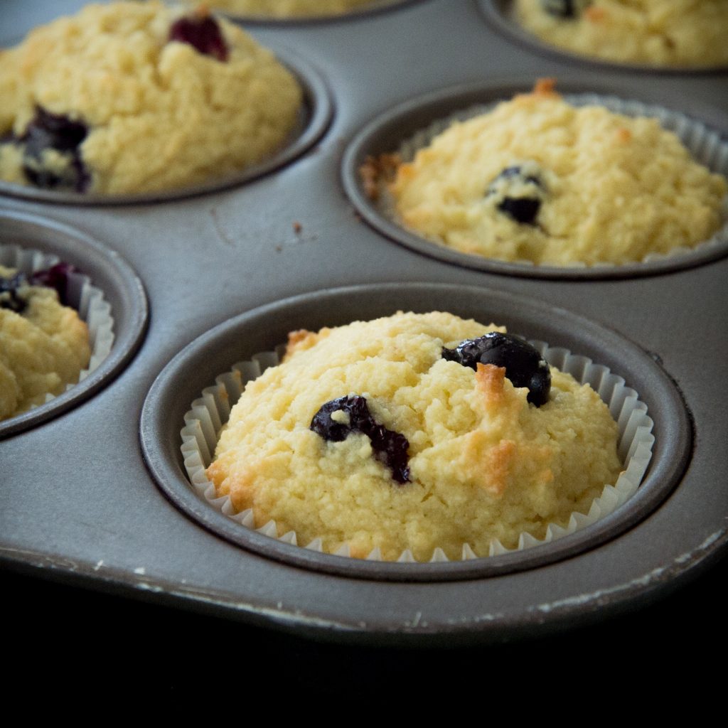 Low Carb Blueberry Muffins-fresh from the oven