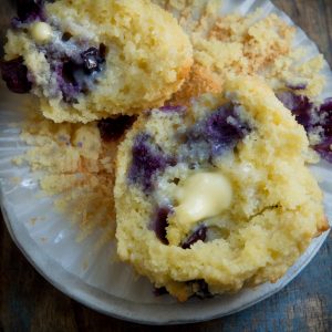 Low Carb Blueberry Muffins-with butter
