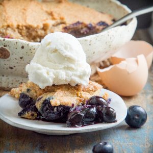 Low-Carb Keto-friendly Blueberry Cobbler-Serving suggestion.
