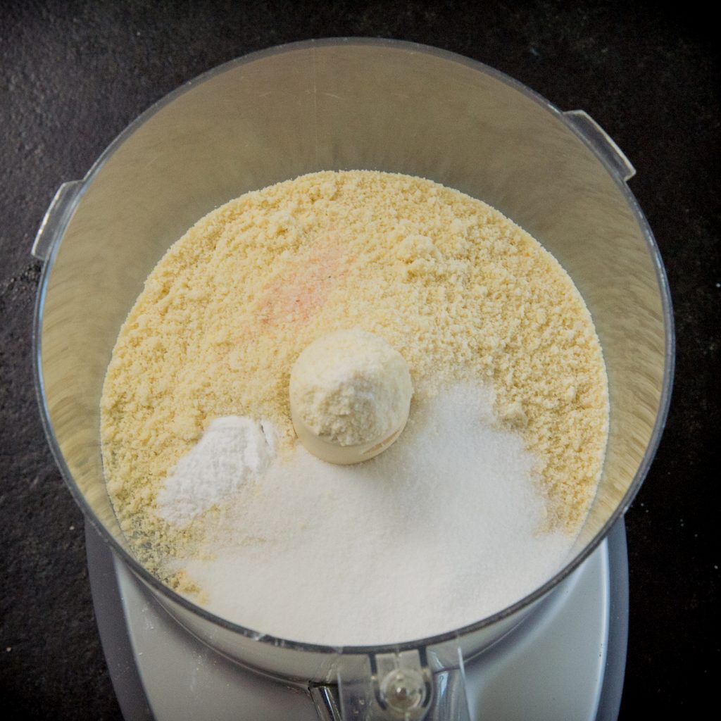 Mixing dry ingredients together in a food processor.