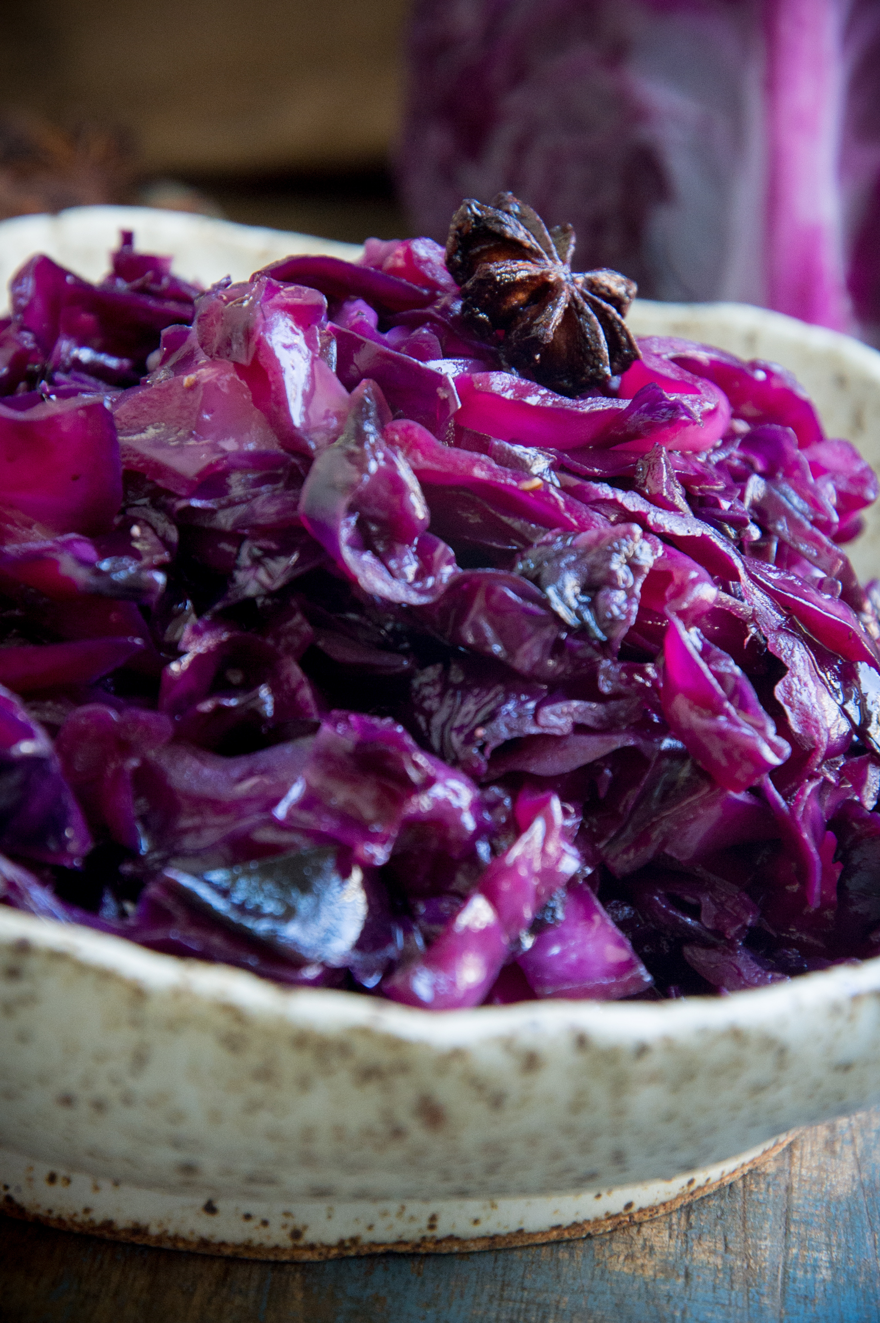 Low-Carb Sweet and Sour Red Cabbage-served in a bowl.