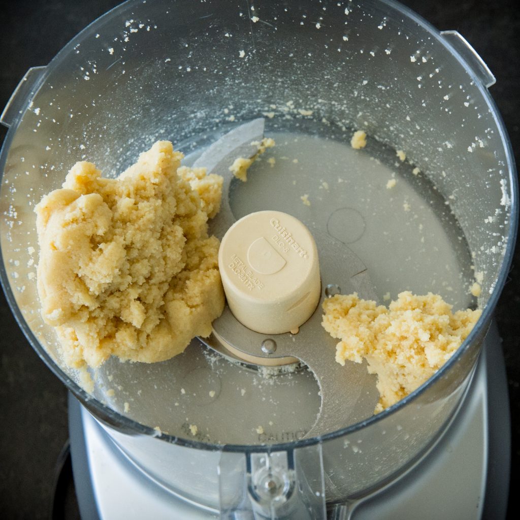 Forming dough in food processor.