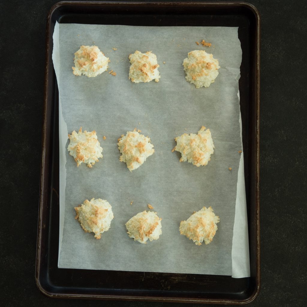 After baking the Keto Coconut Macaroons in the oven.