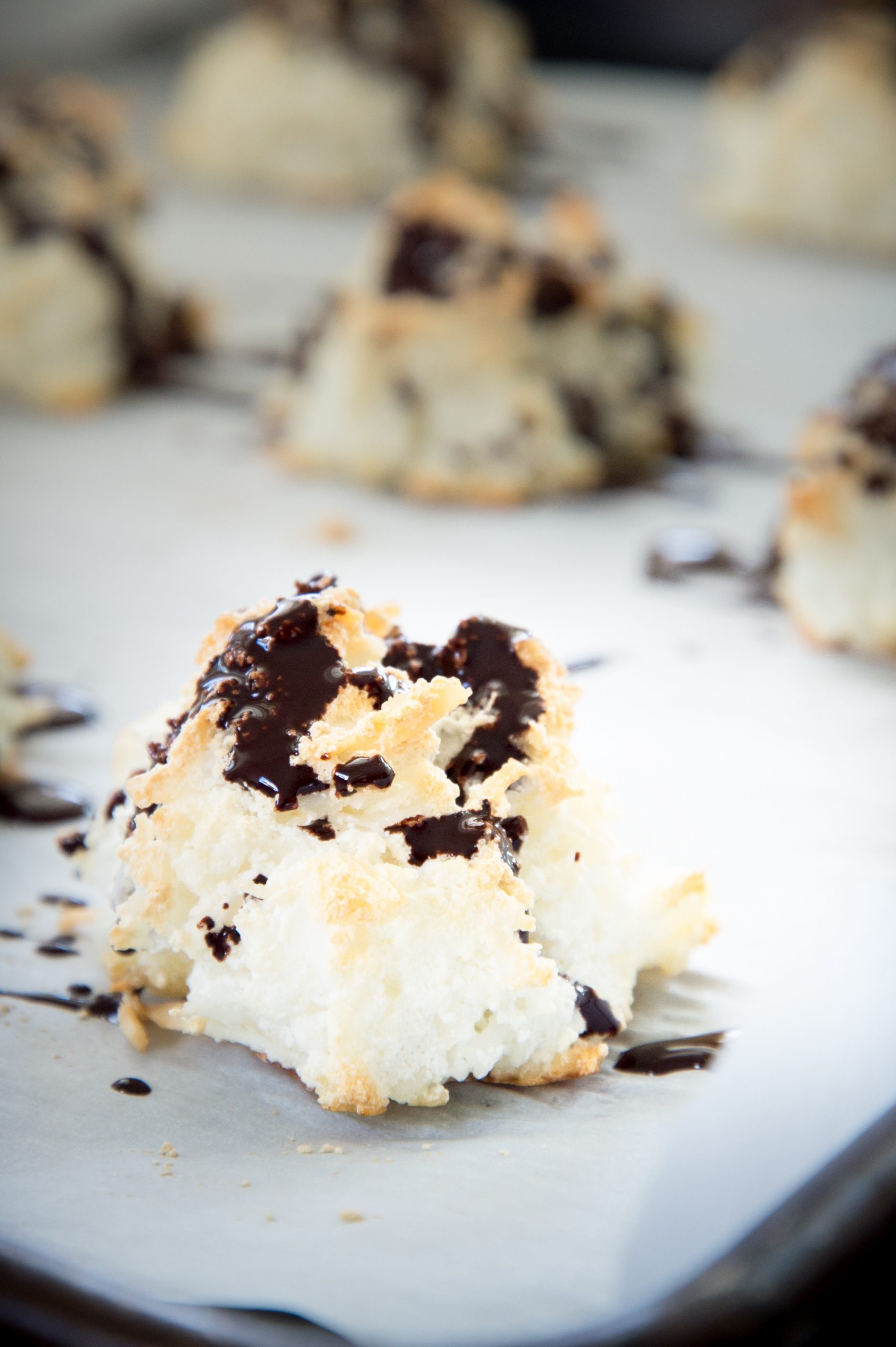 Keto Coconut Macaroons-close up of macaroons.