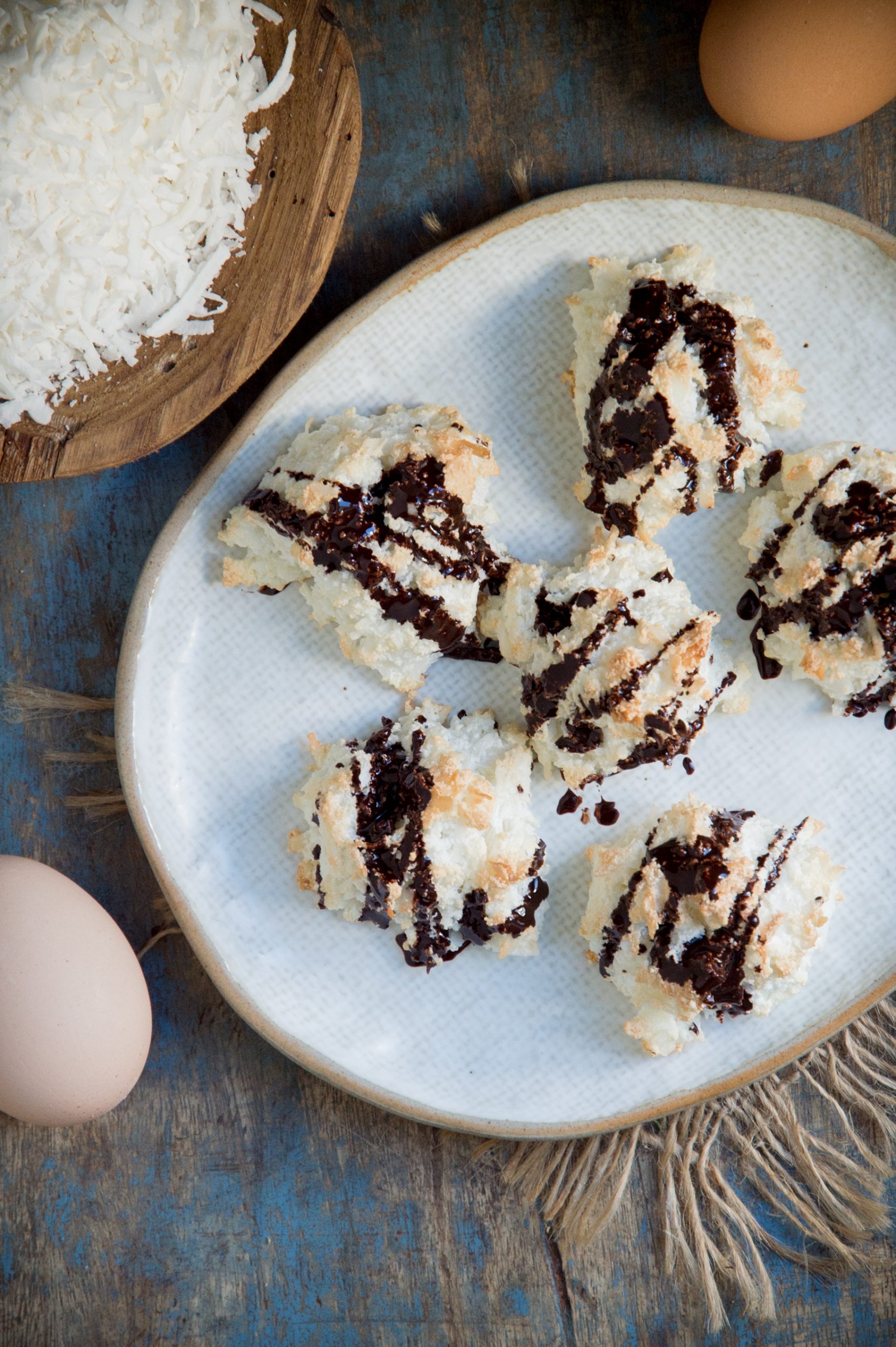 Keto Coconut Macaroons-on a serving plate.