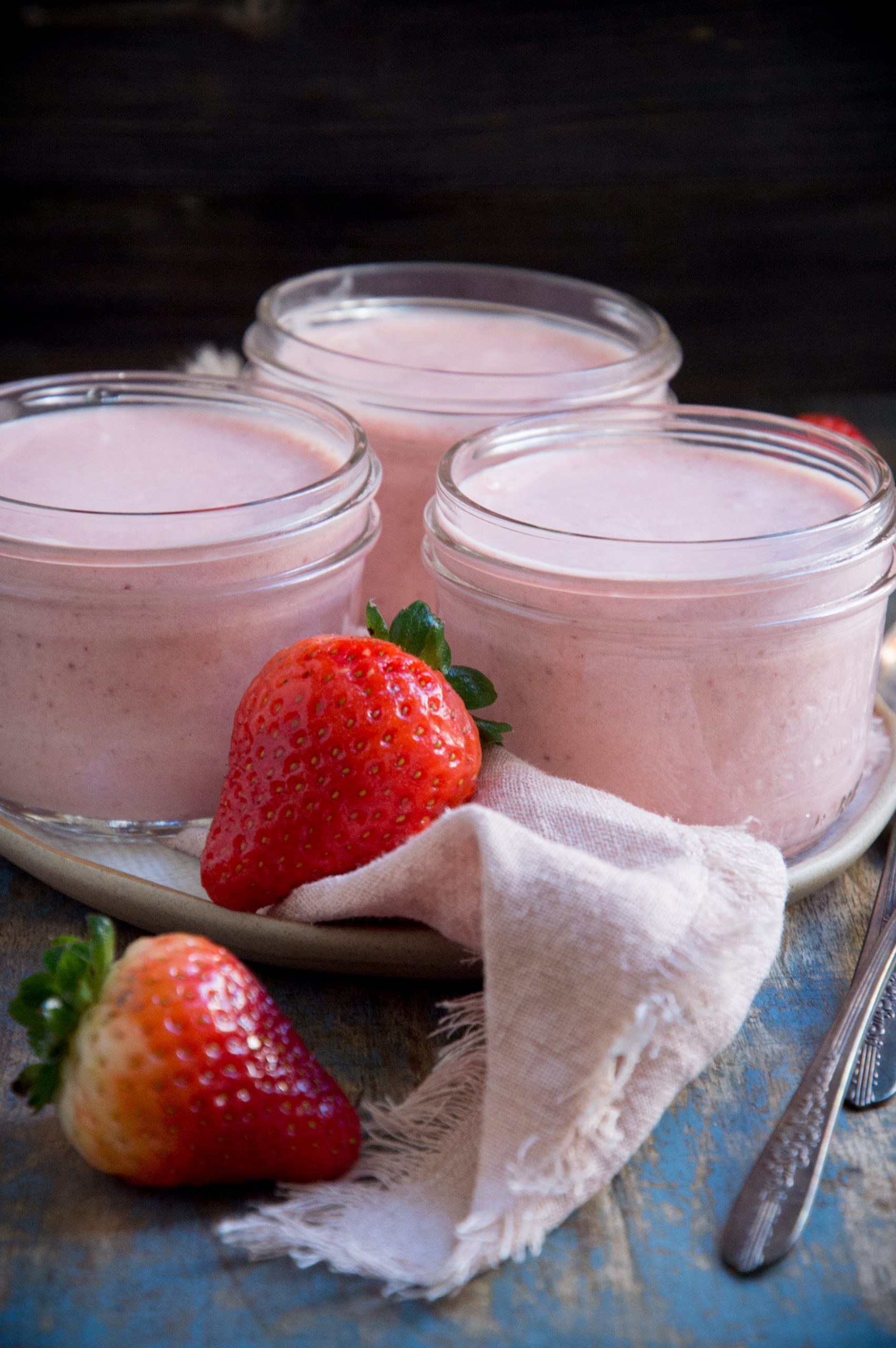 Keto Strawberry Mousse with strawberries.