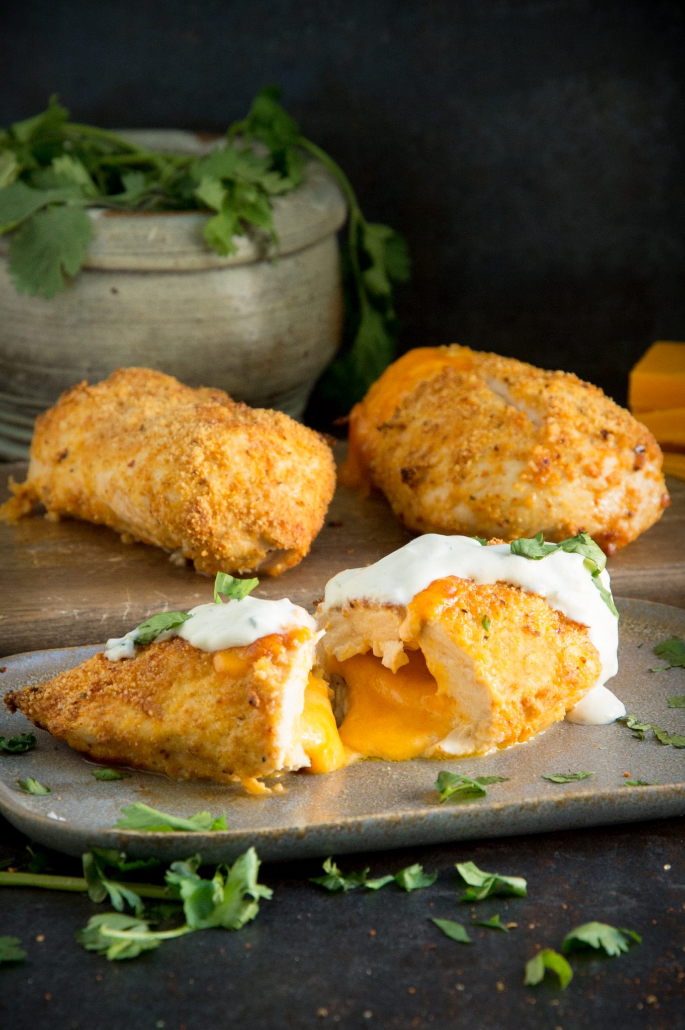Taco Crusted Cheese Stuffed Chicken Breasts - Simply So Healthy