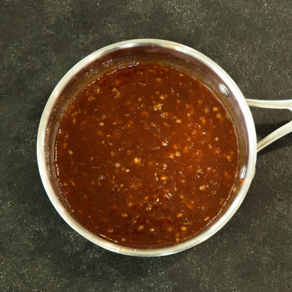 Process photo of finished sweet chili sauce.