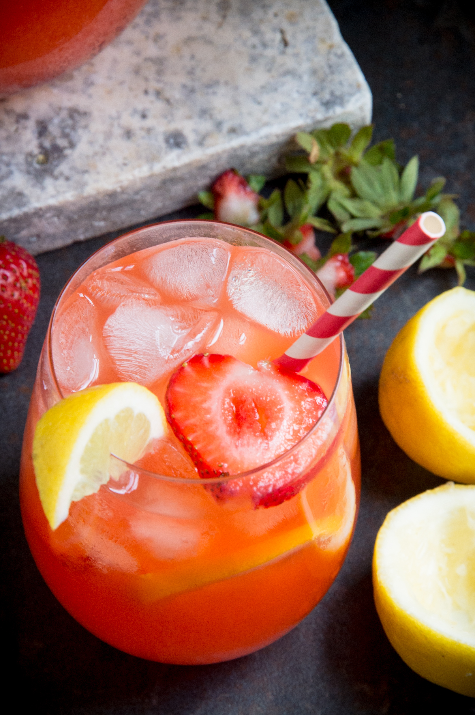 Top view of strawberry lemonade.
