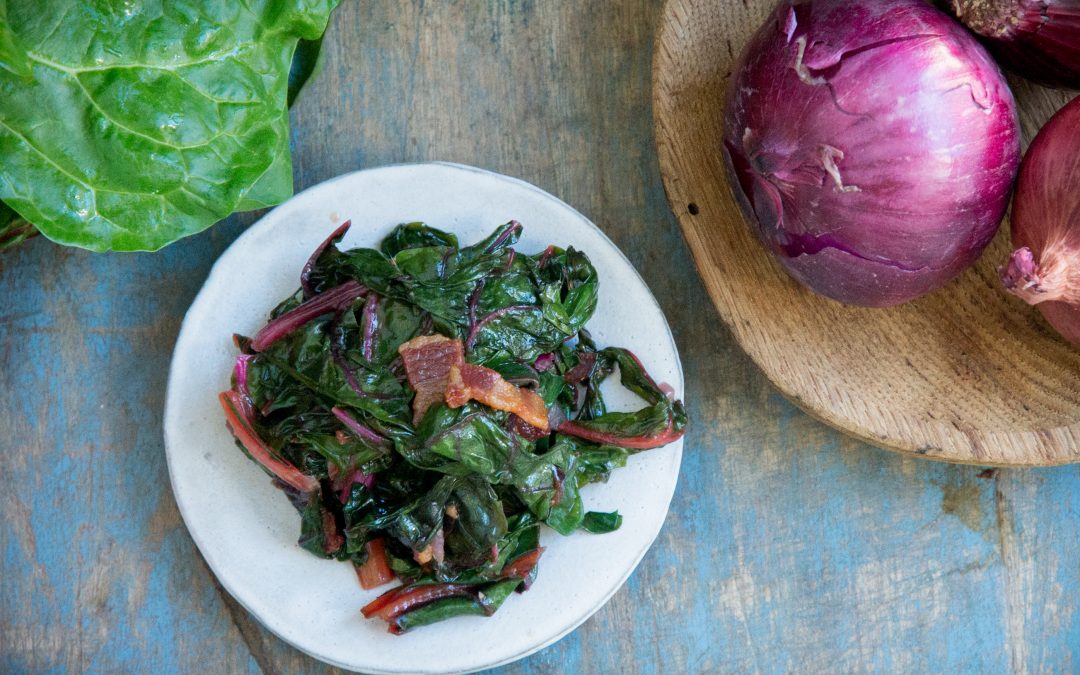Wilted Chard with Bacon and Garlic