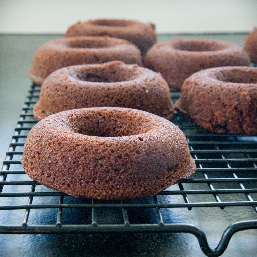 The finished keto chocolate donuts.