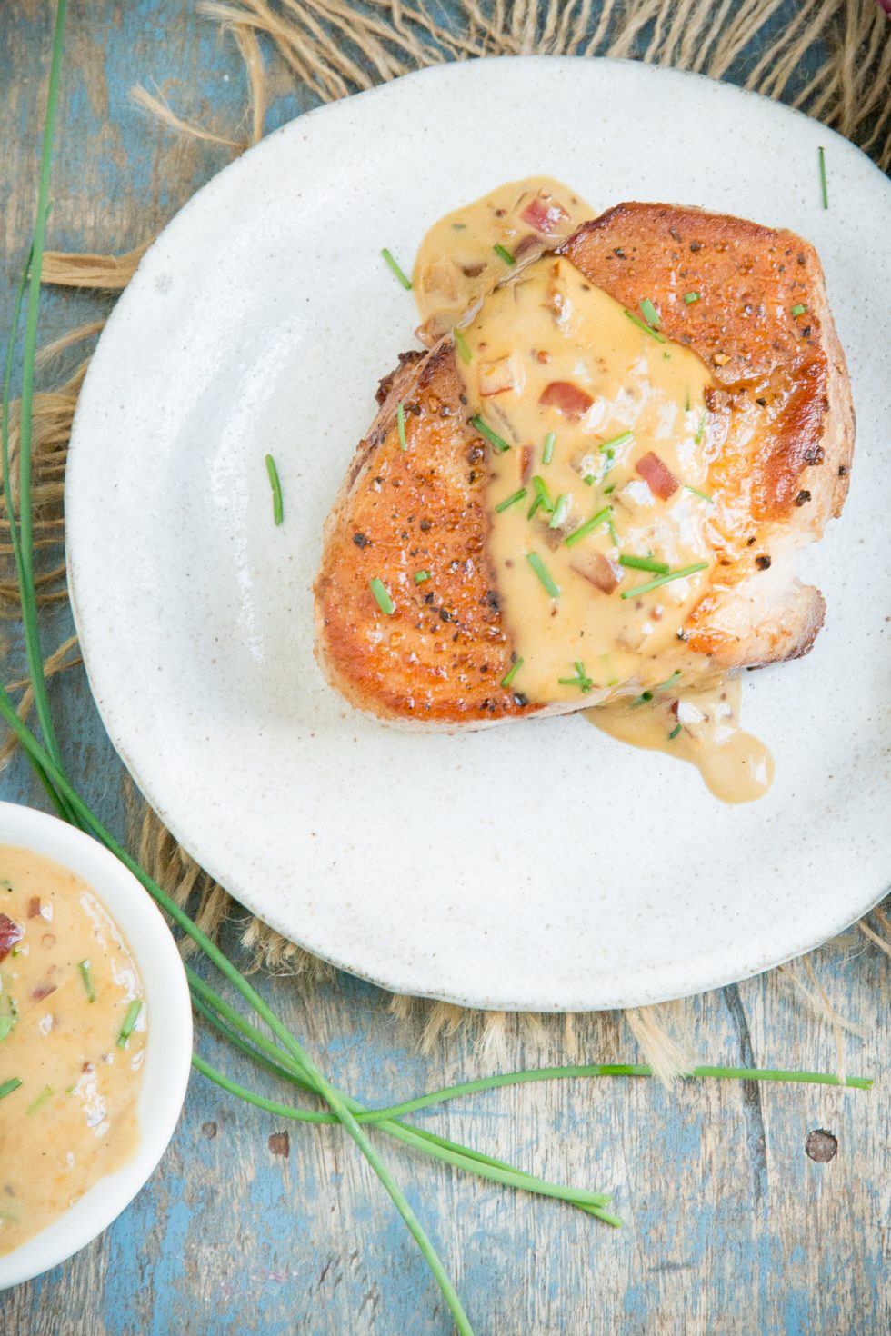 Keto Pork Chops with Garlic Chive Cream Sauce Simply So Healthy