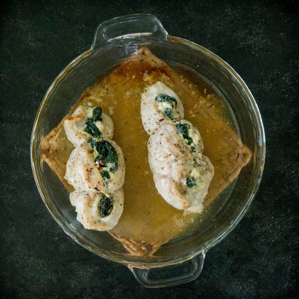 Baked Spinach and Feta Stuffed Chicken.