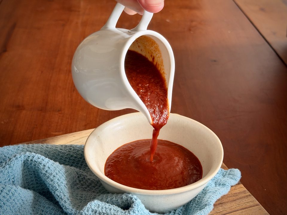 Pouring BBQ Sauce into small bowl